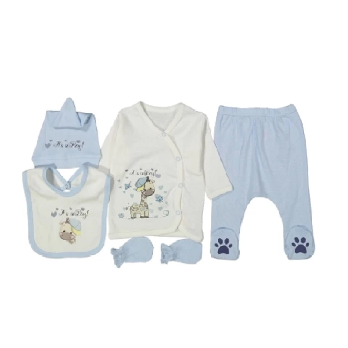 Bebi set plavi 109790 - pamučni bebi set 5 delova