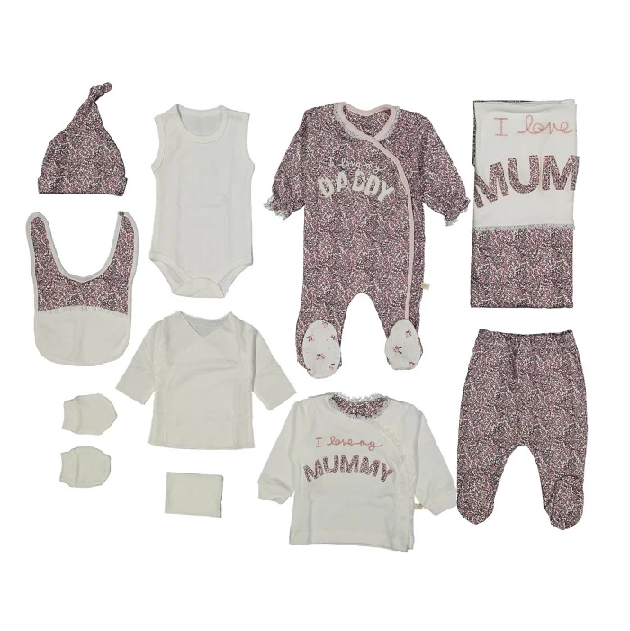 Bebi set plum 243842 - pamučni set za bebe od 10 delova