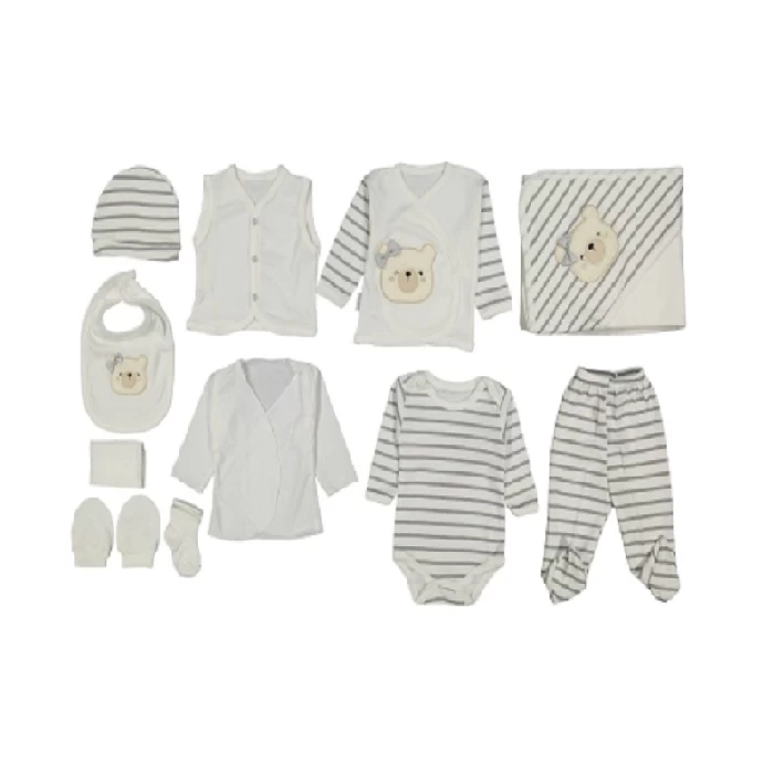 Bebi set sivi 233854 - bebi set od 10 delova, pamučni set