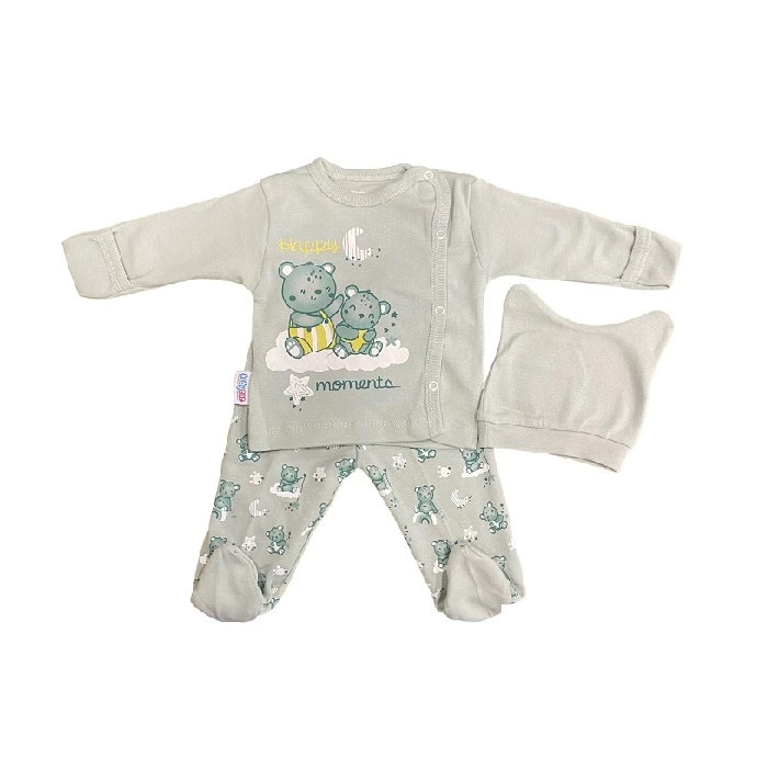 Bebi set zeleni 241593 - pamučni bebei set od 3 dela