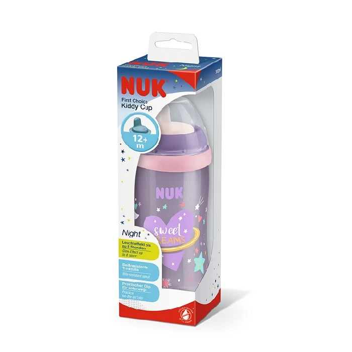 NUK Ljubičasta Kiddy Cup Glow Dark 255541 - svetleća flašica