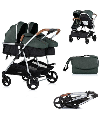Kolica za blizance 3u1 Chipolino duo smart Basil